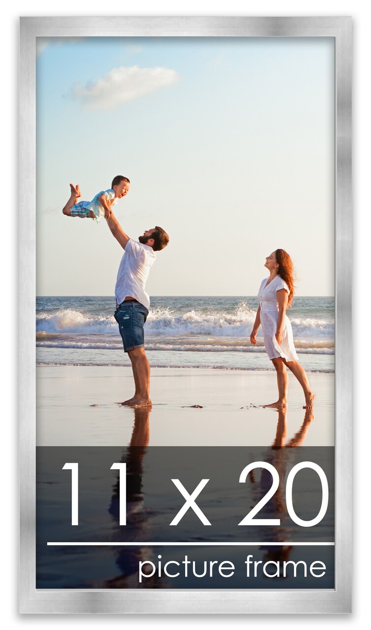 11x20 Solid Wood Picture Frame with UV-Resistant Acrylic & Acid-Free Backing, Available in 6 Finishes: Matte Black, Matte White, Metallic Bronze, Silver, Natural Wood Grain & Mahogany